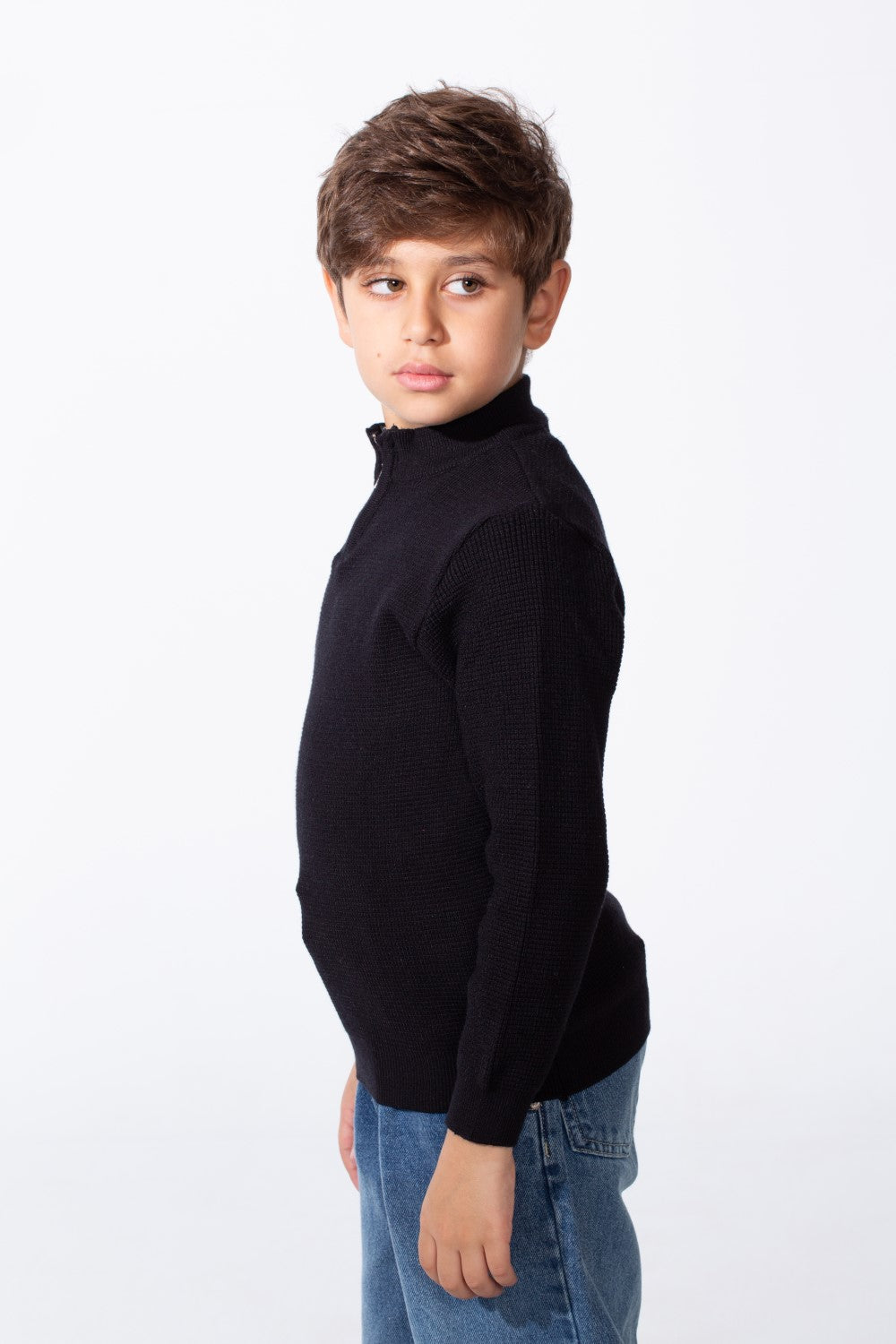 Boy's Long Sleeves Half Zip Slim Fit Casual Pullover