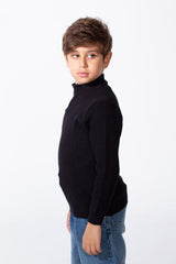 Boy's Long Sleeves Half Zip Slim Fit Casual Pullover