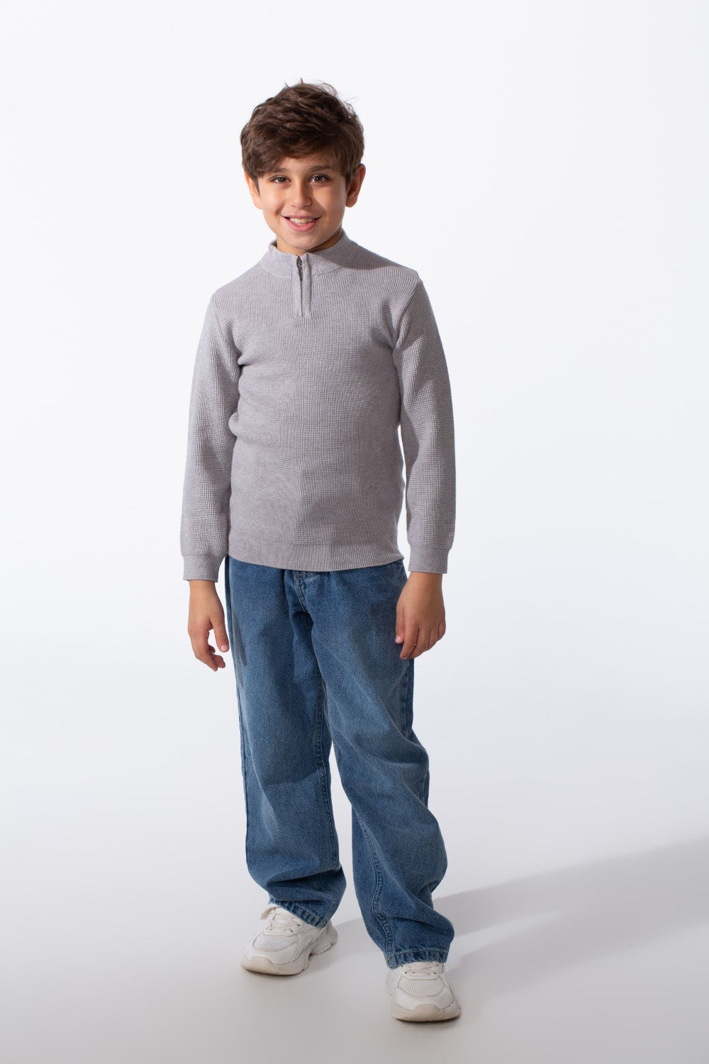 Boy's Long Sleeves Half Zip Slim Fit Casual Pullover