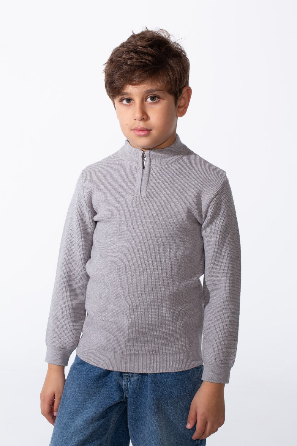 Boy's Long Sleeves Half Zip Slim Fit Casual Pullover