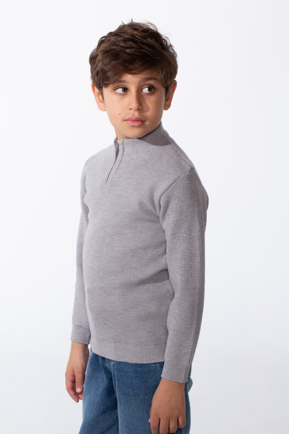 Boy's Long Sleeves Half Zip Slim Fit Casual Pullover