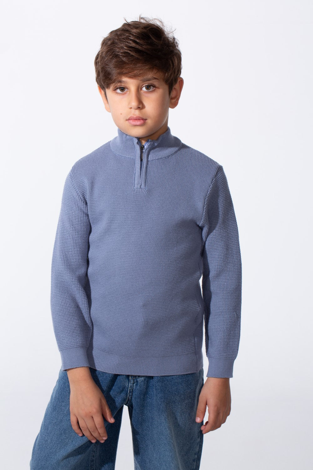 Boy's Long Sleeves Half Zip Slim Fit Casual Pullover