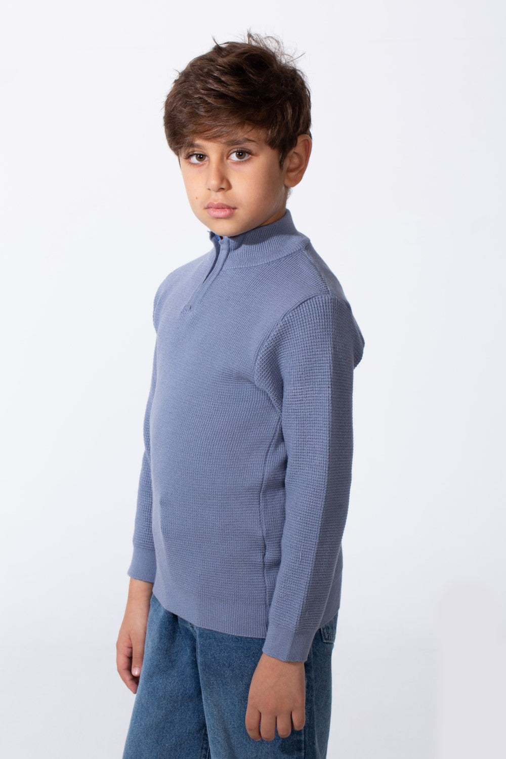 Boy's Long Sleeves Half Zip Slim Fit Casual Pullover