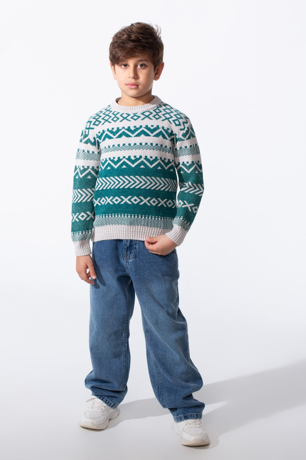 Boy's Jakar Slim Fit Printed Round Neck Long Sleeve Pullover
