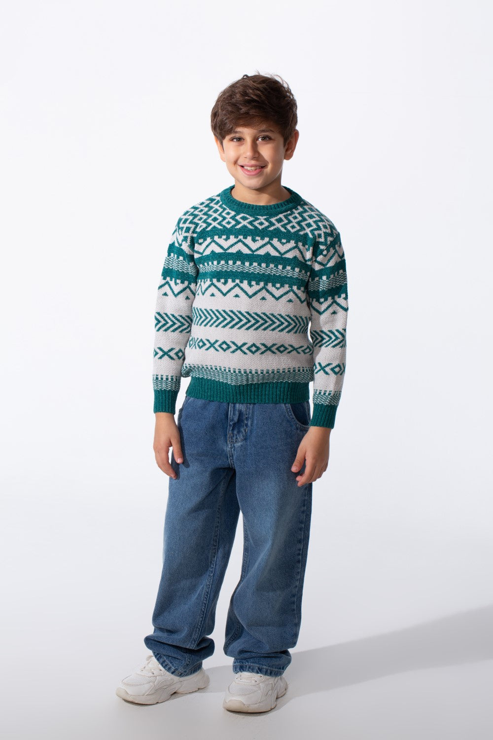 Boy's Jakar Slim Fit Printed Round Neck Long Sleeve Pullover
