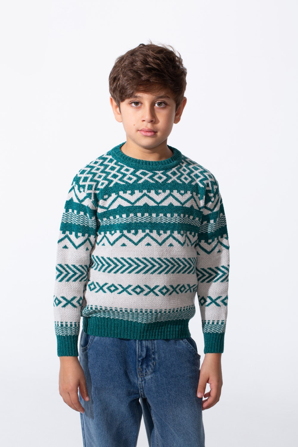 Boy's Jakar Slim Fit Printed Round Neck Long Sleeve Pullover