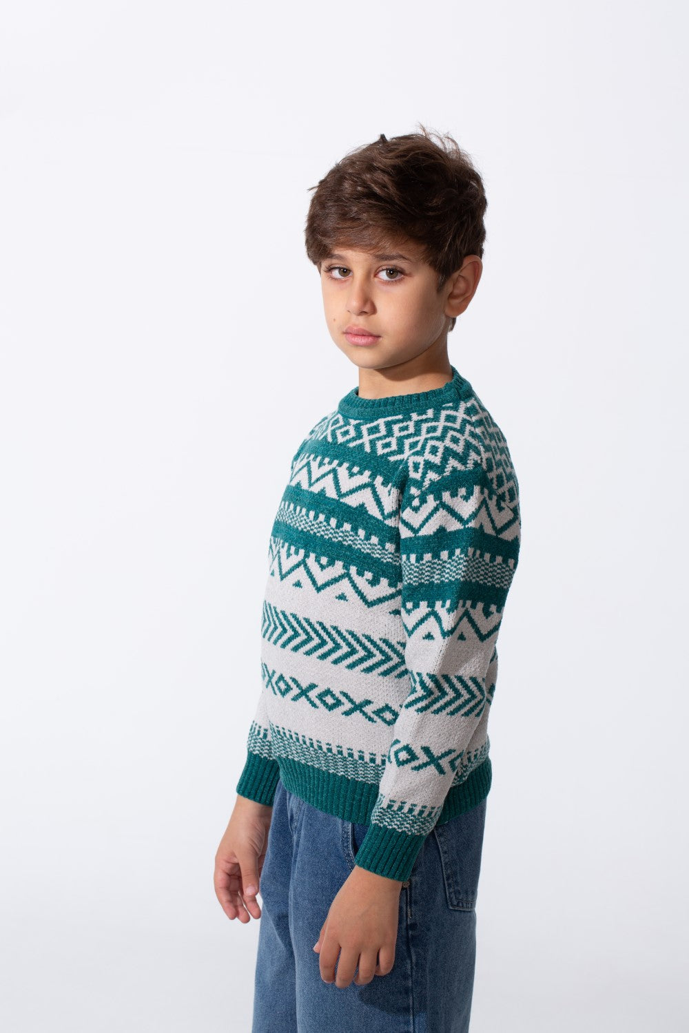 Boy's Jakar Slim Fit Printed Round Neck Long Sleeve Pullover