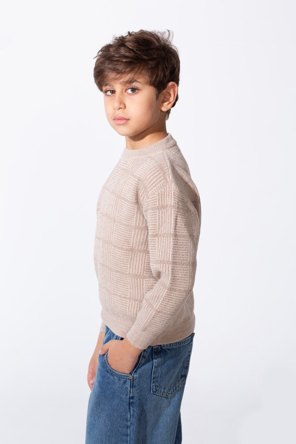 Boy's Round Neck Slim Fit Breathable Fabric Pullover