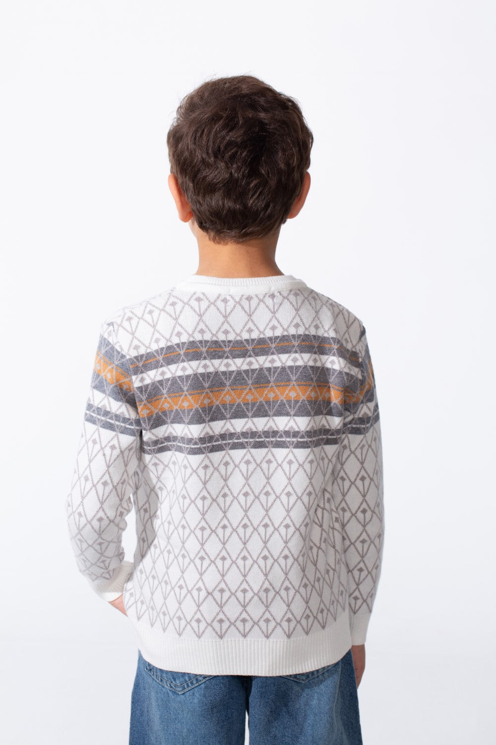 Boy's Patterned Winter Knit Sweater Pullover