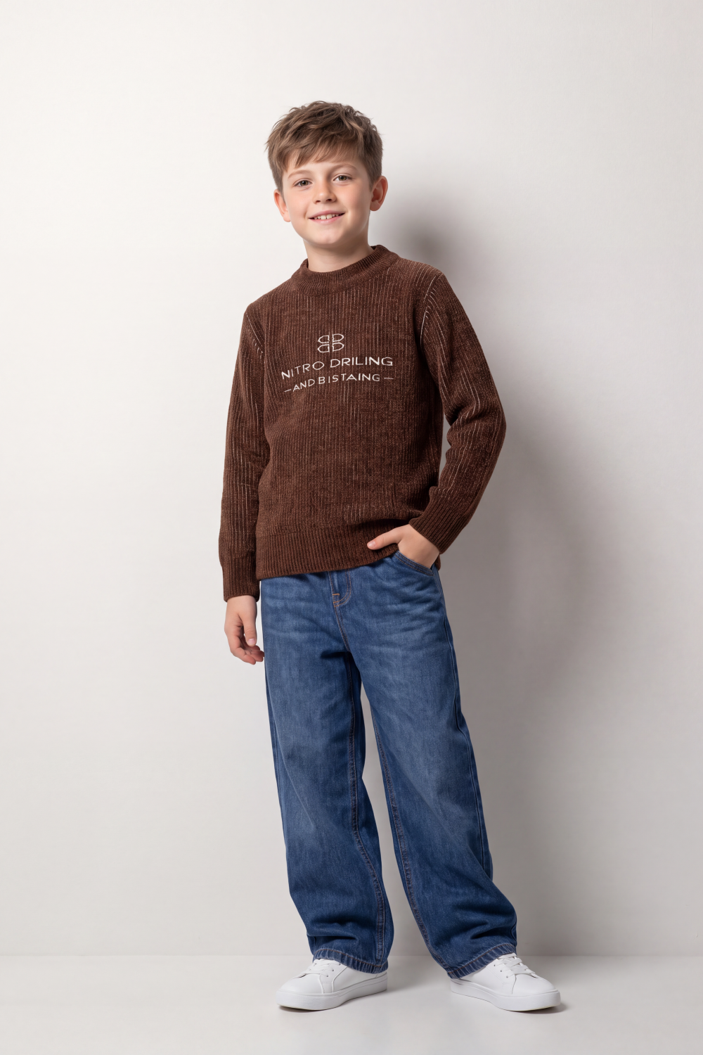 Boy's Tomato Store Knit Pullover Embroidered Chest Logo Slim Fit