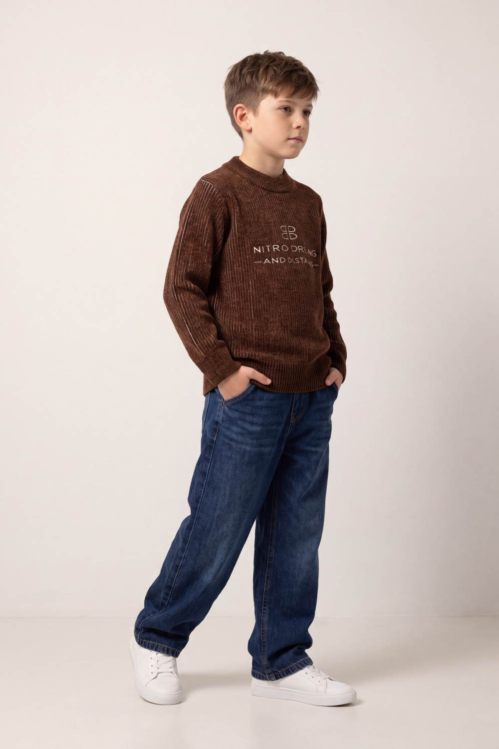 Boy's Tomato Store Knit Pullover Embroidered Chest Logo Slim Fit