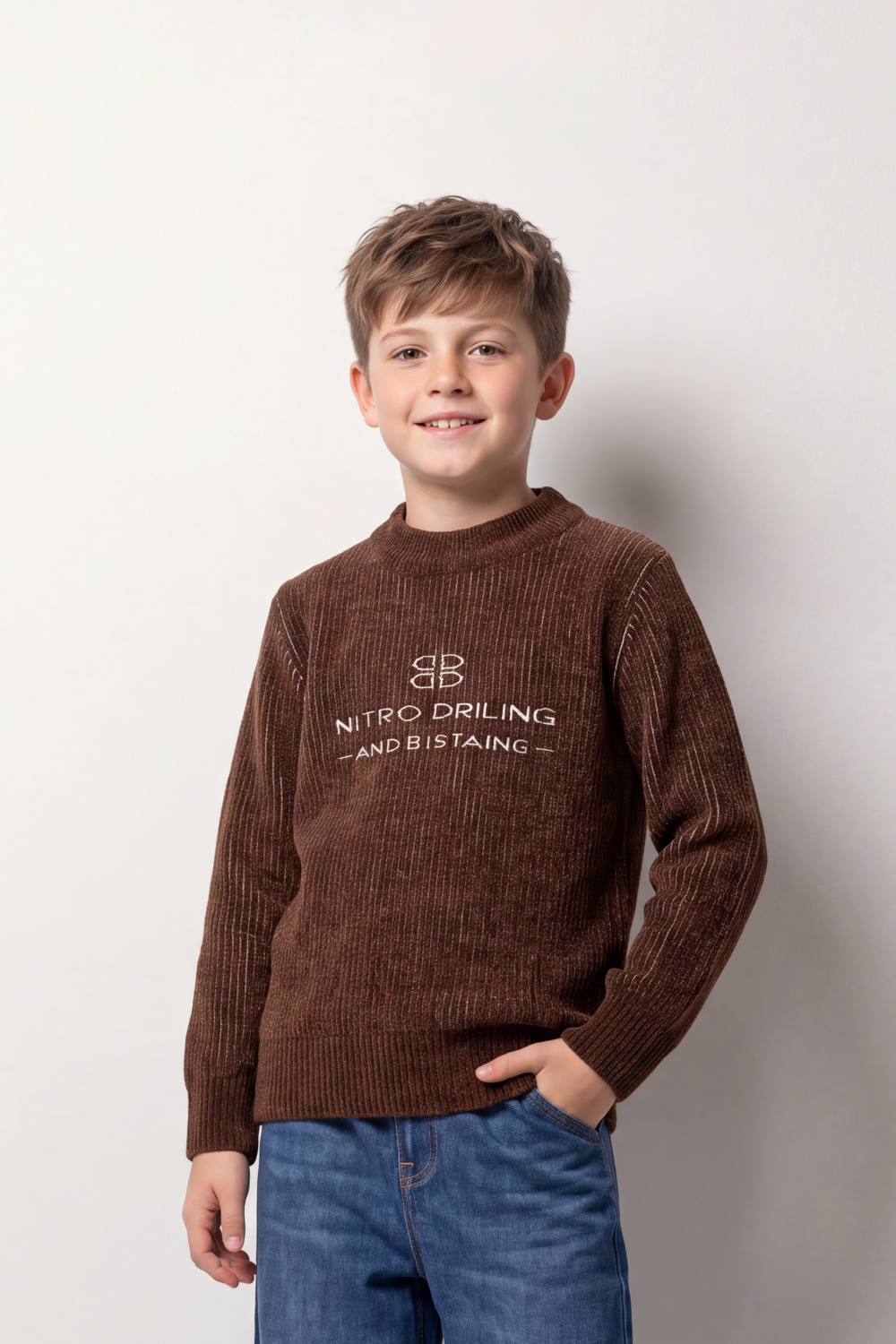 Boy's Tomato Store Knit Pullover Embroidered Chest Logo Slim Fit