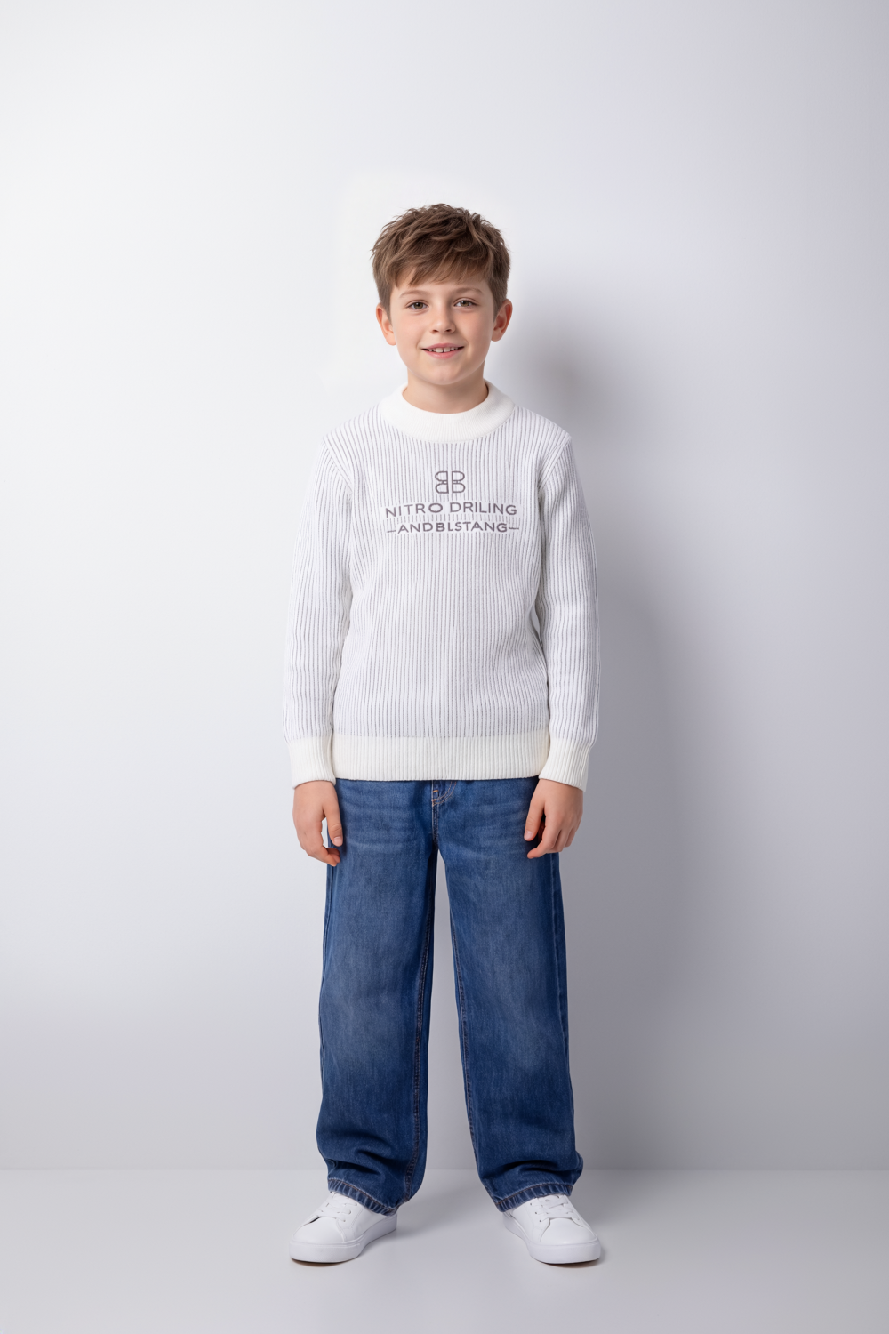 Boy's Tomato Store Knit Pullover Embroidered Chest Logo Slim Fit