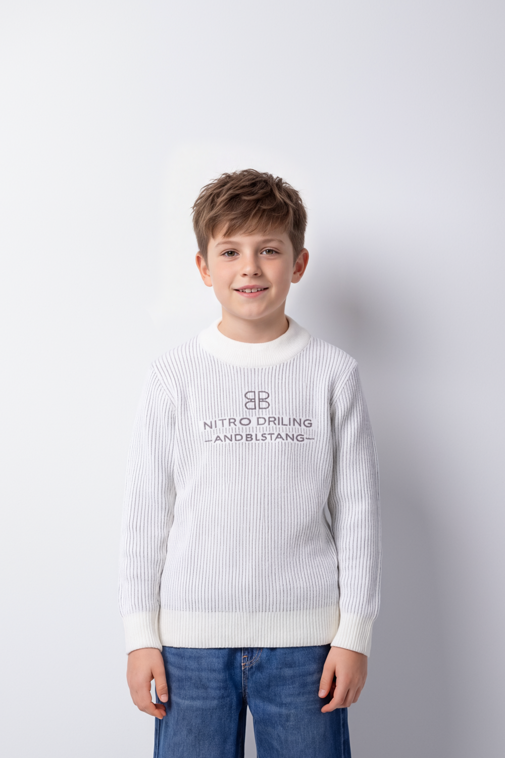 Boy's Tomato Store Knit Pullover Embroidered Chest Logo Slim Fit