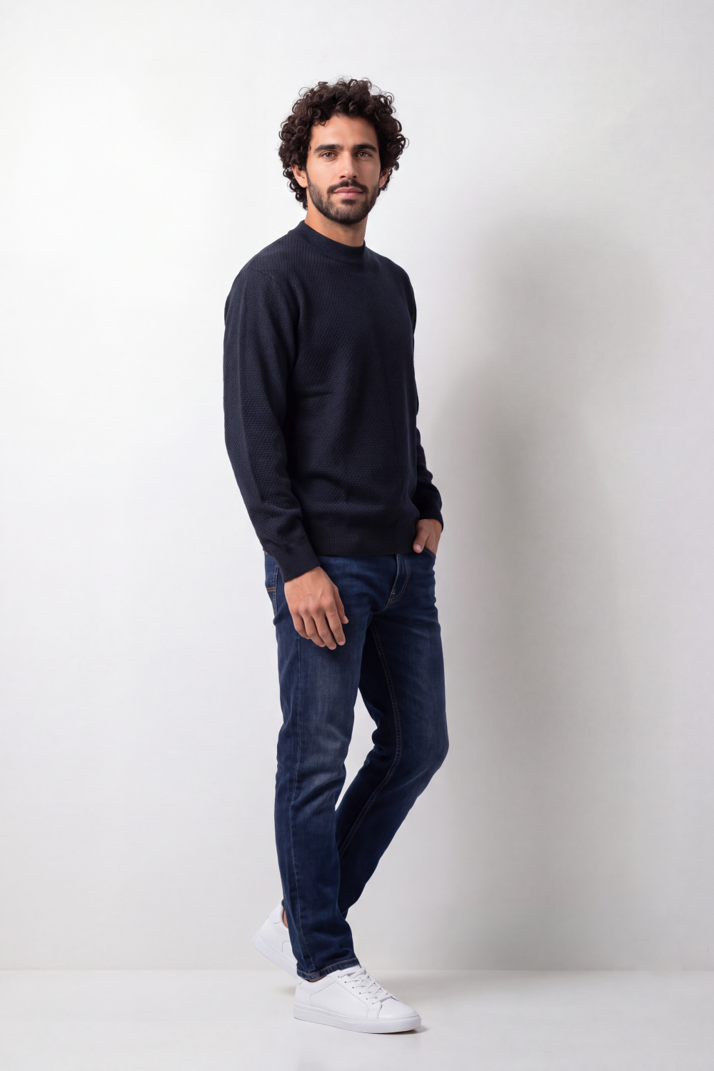Men's Tomato Store Knit Pullover High Neck Slim Fit Fine Waffle