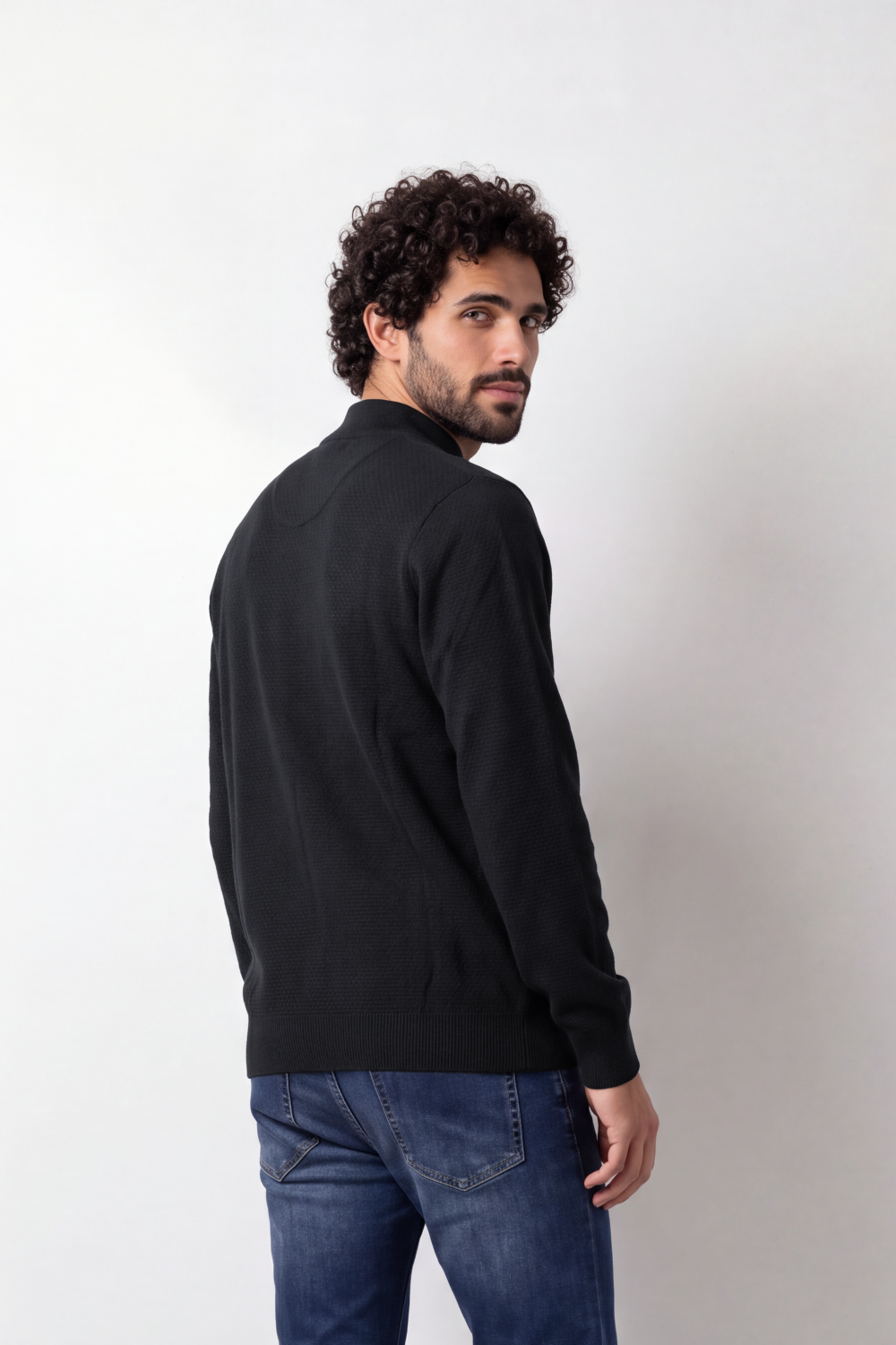 Men's Tomato Store Knit Pullover High Neck Slim Fit Fine Waffle