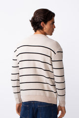 Men's Round Neck Slim Fit Striped Long Sleeve Pullover