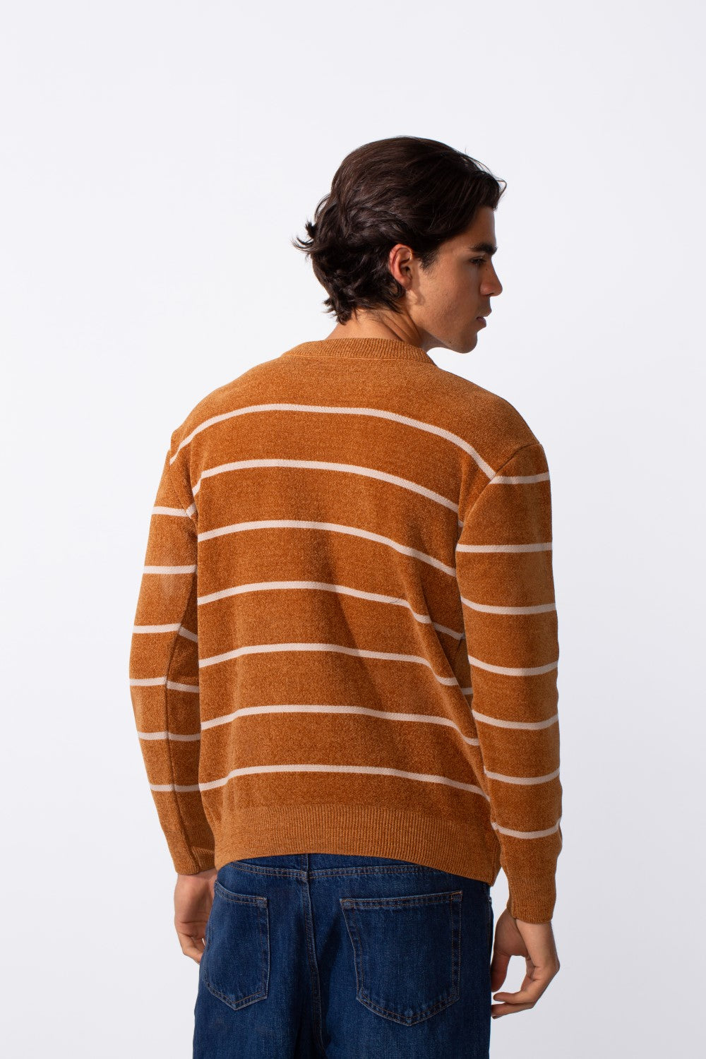 Men's Round Neck Slim Fit Striped Long Sleeve Pullover
