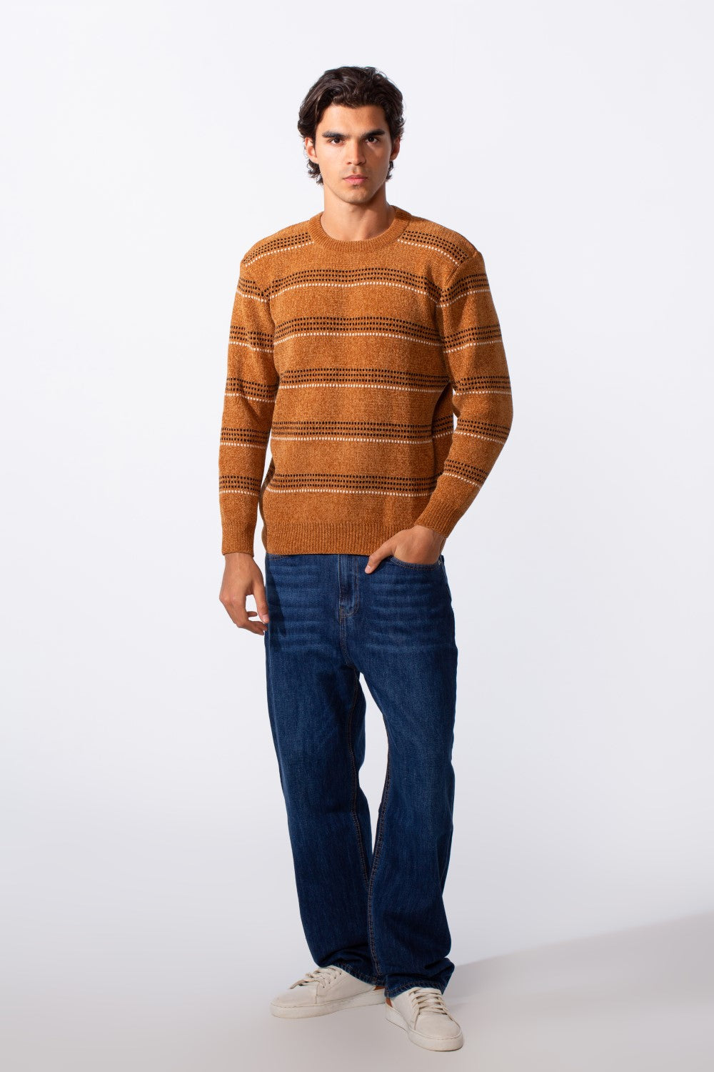 Men's Crew Neck Slim Fit Striped Pullover
