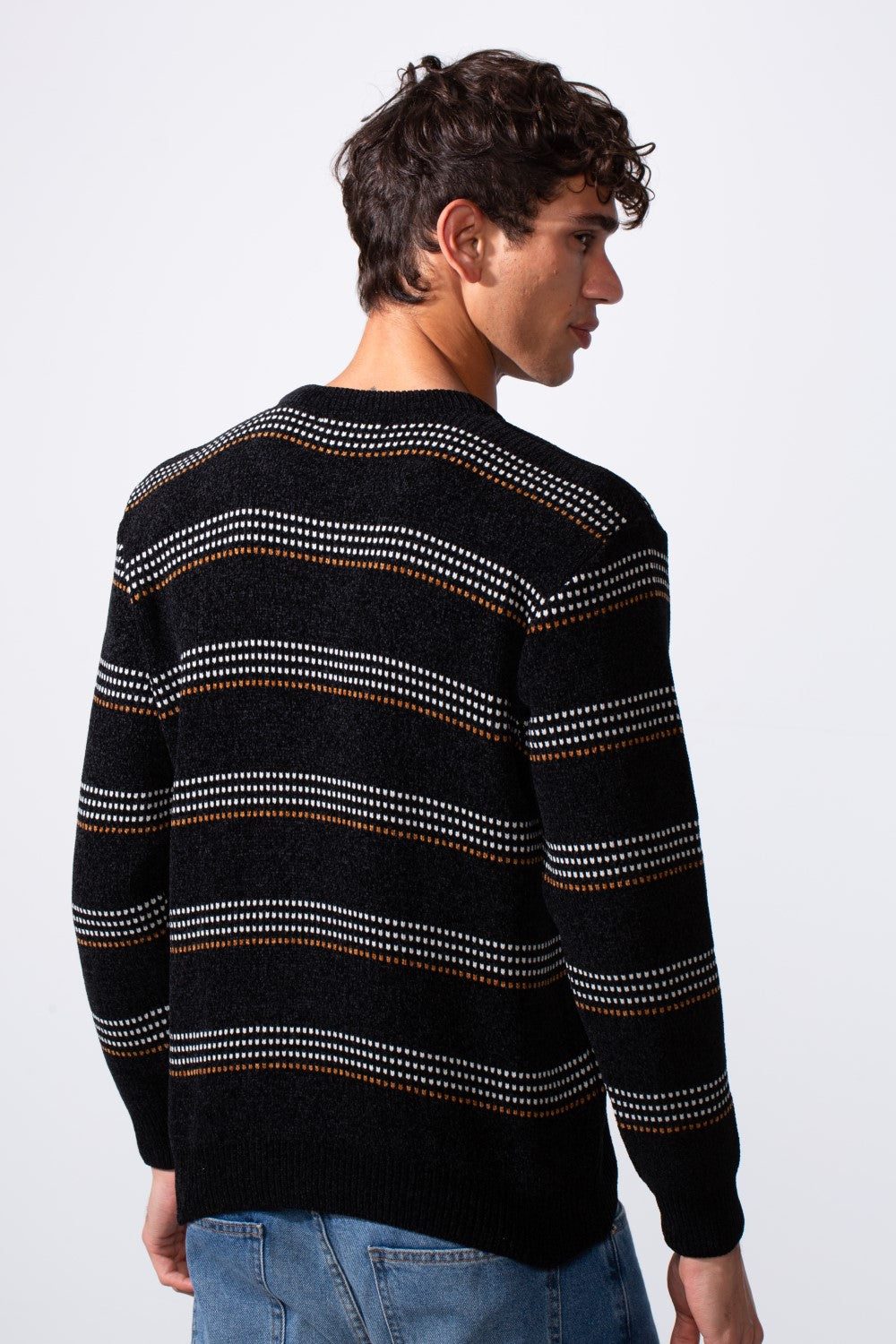 Men's Crew Neck Slim Fit Striped Pullover