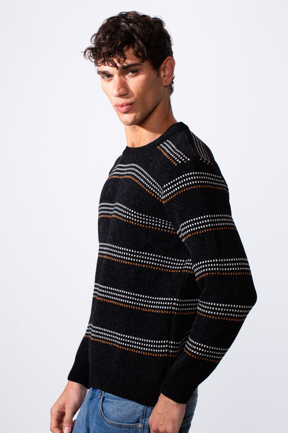Men's Crew Neck Slim Fit Striped Pullover