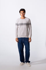 Men's Long Sleeves Slim Fit Striped Rounded Pullover