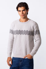 Men's Long Sleeves Slim Fit Striped Rounded Pullover