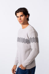 Men's Long Sleeves Slim Fit Striped Rounded Pullover