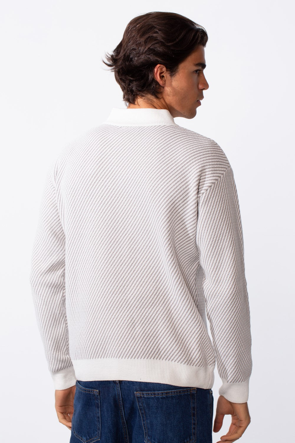 Men's Half Front Zip Slim Fit Knitted Pullover