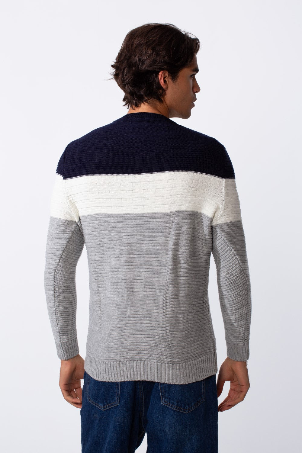 Men's Slim Fit Striped Classic Round Neck Pullover