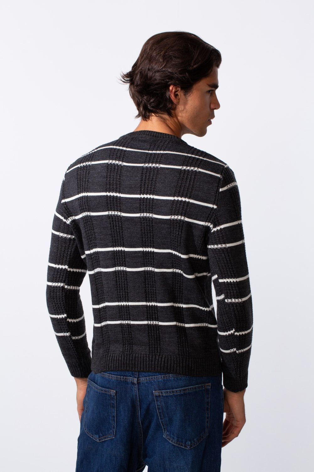 Men's Striped Slim Fit Breathable Material Pullover