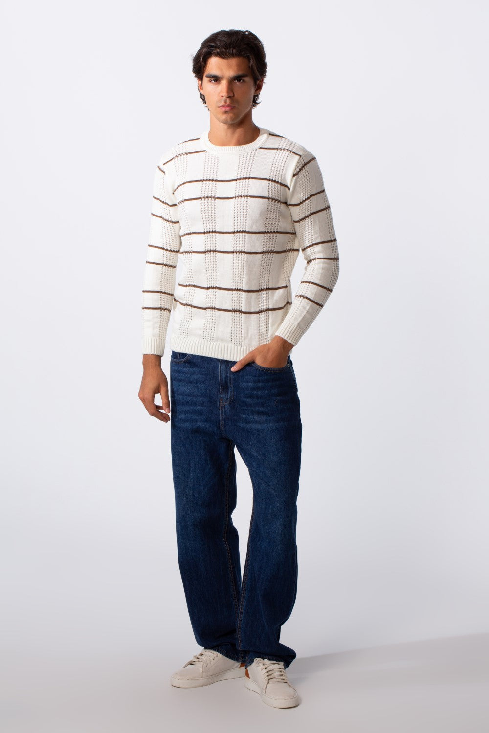 Men's Striped Slim Fit Breathable Material Pullover