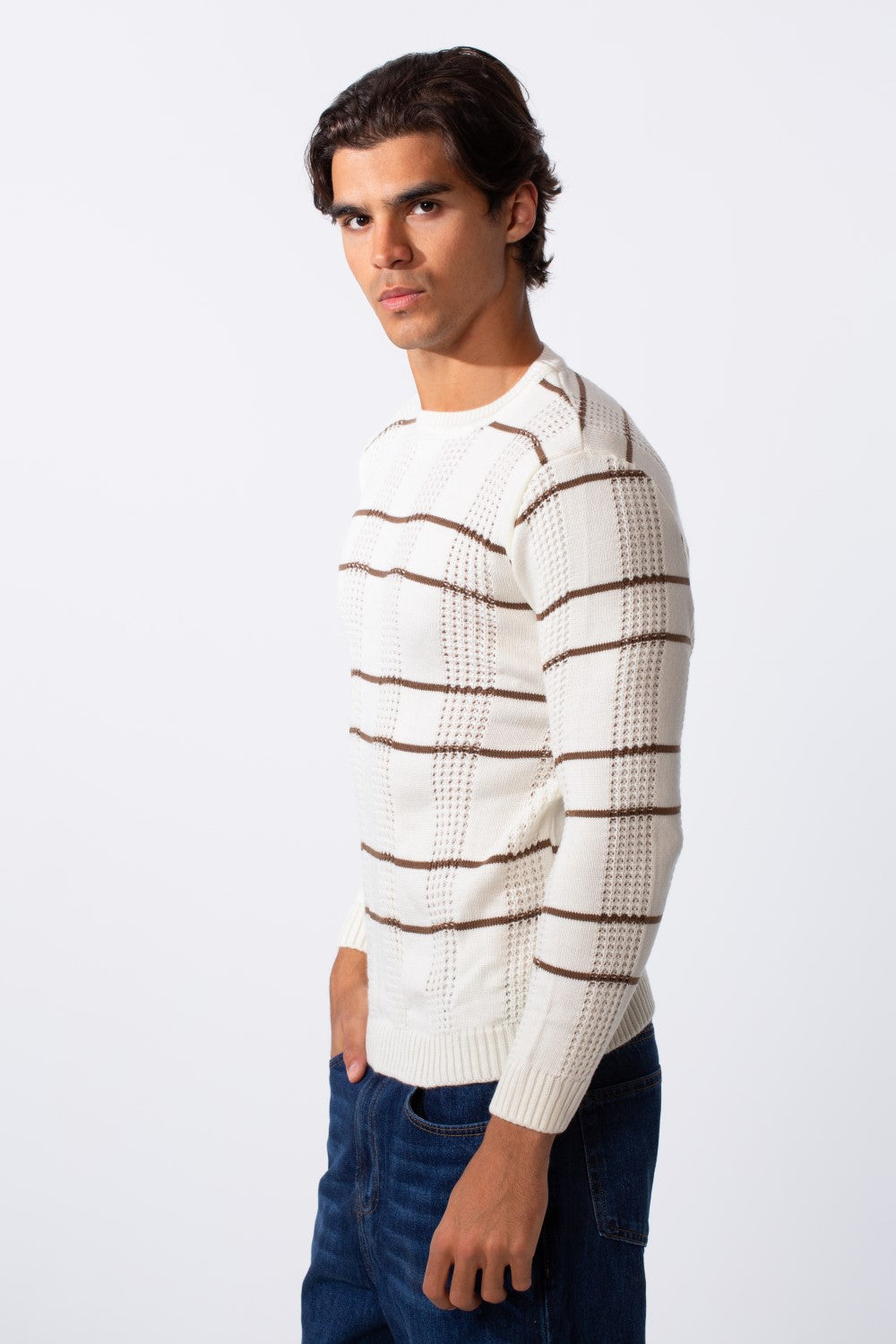 Men's Striped Slim Fit Breathable Material Pullover