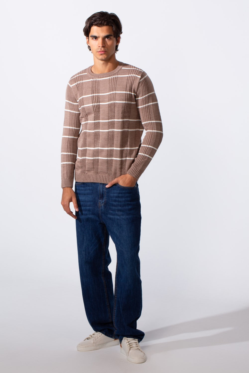 Men's Striped Slim Fit Breathable Material Pullover