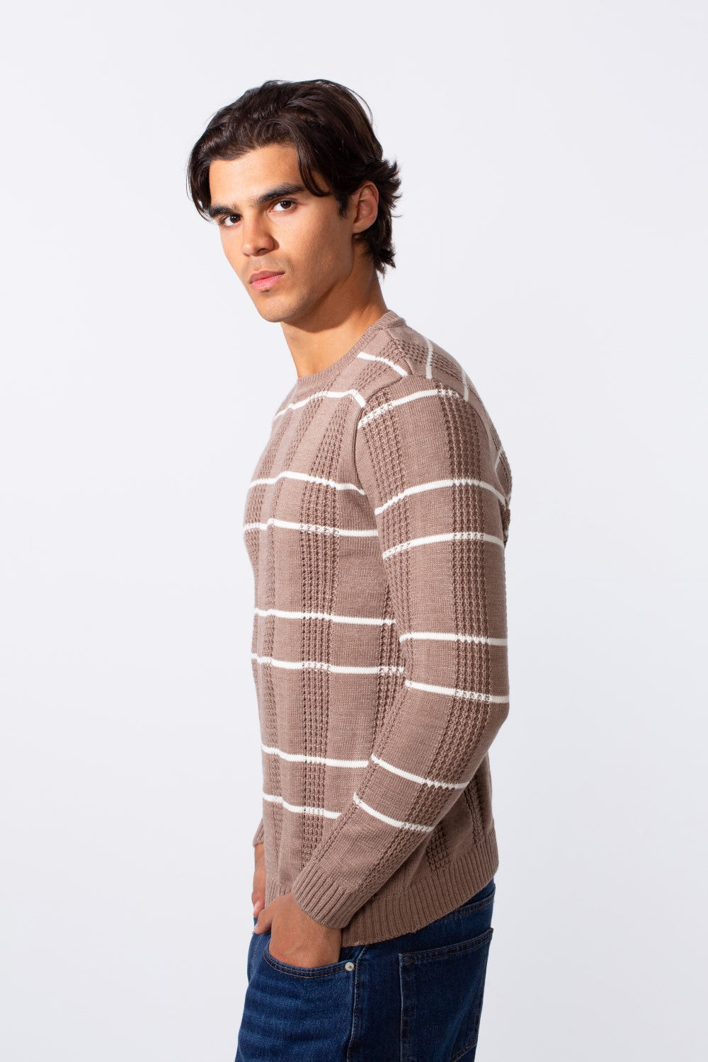 Men's Striped Slim Fit Breathable Material Pullover