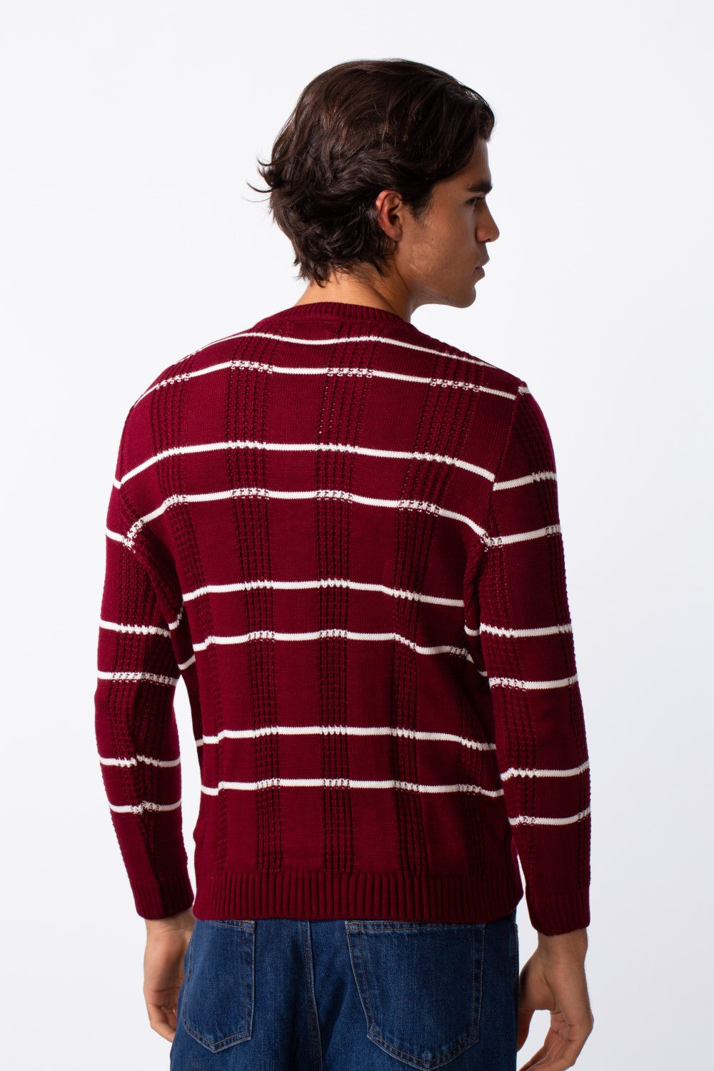 Men's Striped Slim Fit Breathable Material Pullover