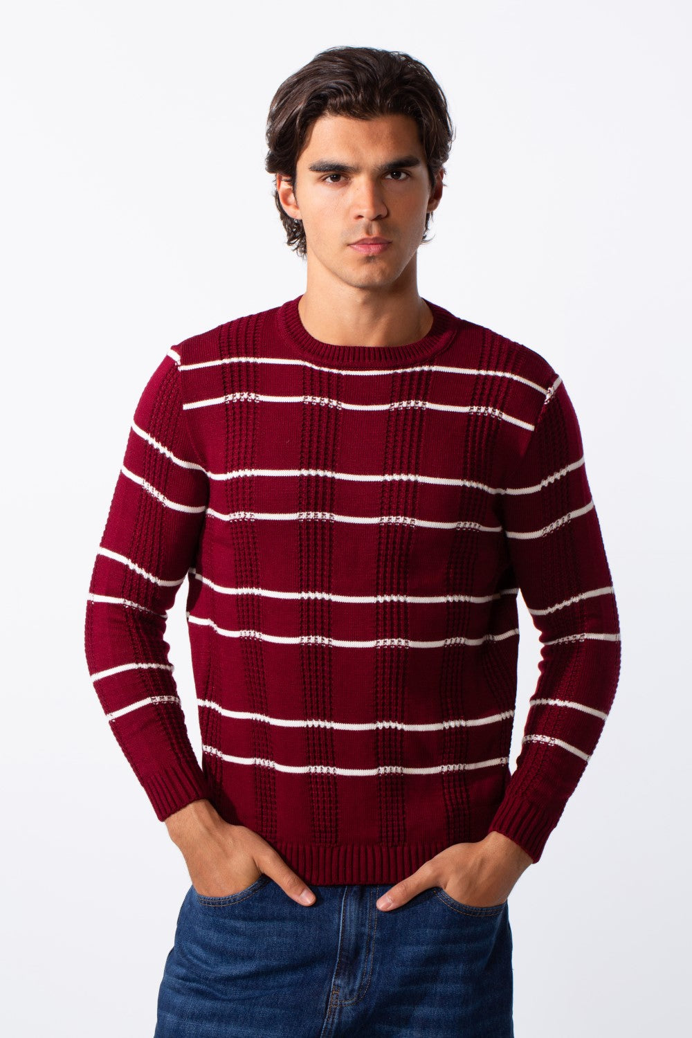 Men's Striped Slim Fit Breathable Material Pullover