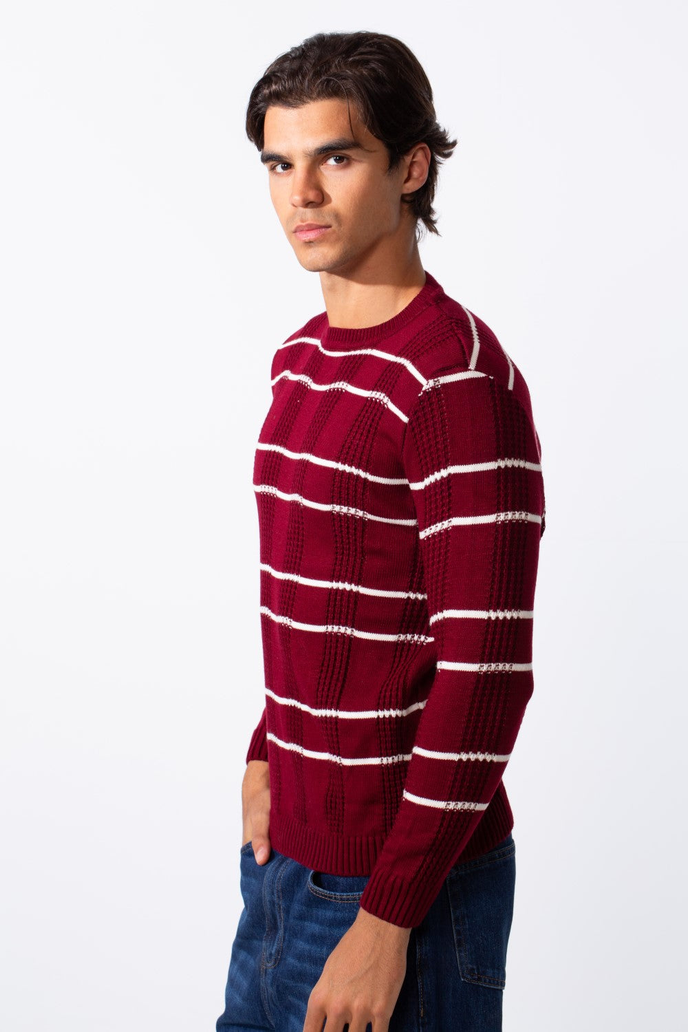 Men's Striped Slim Fit Breathable Material Pullover