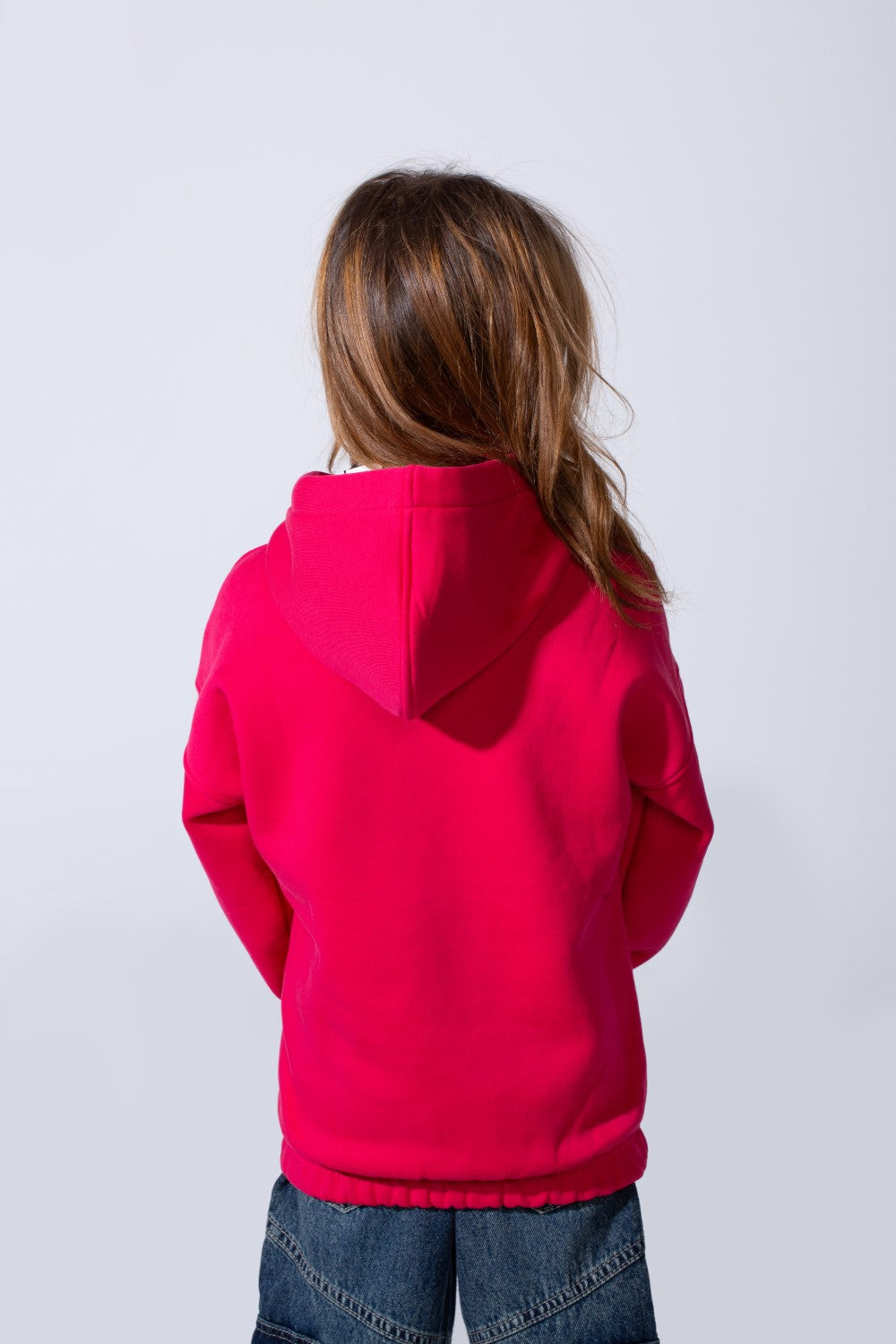 Girl's Slim Fit Elasticated Cuffs And Waistband Long Sleeve Printed Hooded Daily Wear Melton Sweatshirt