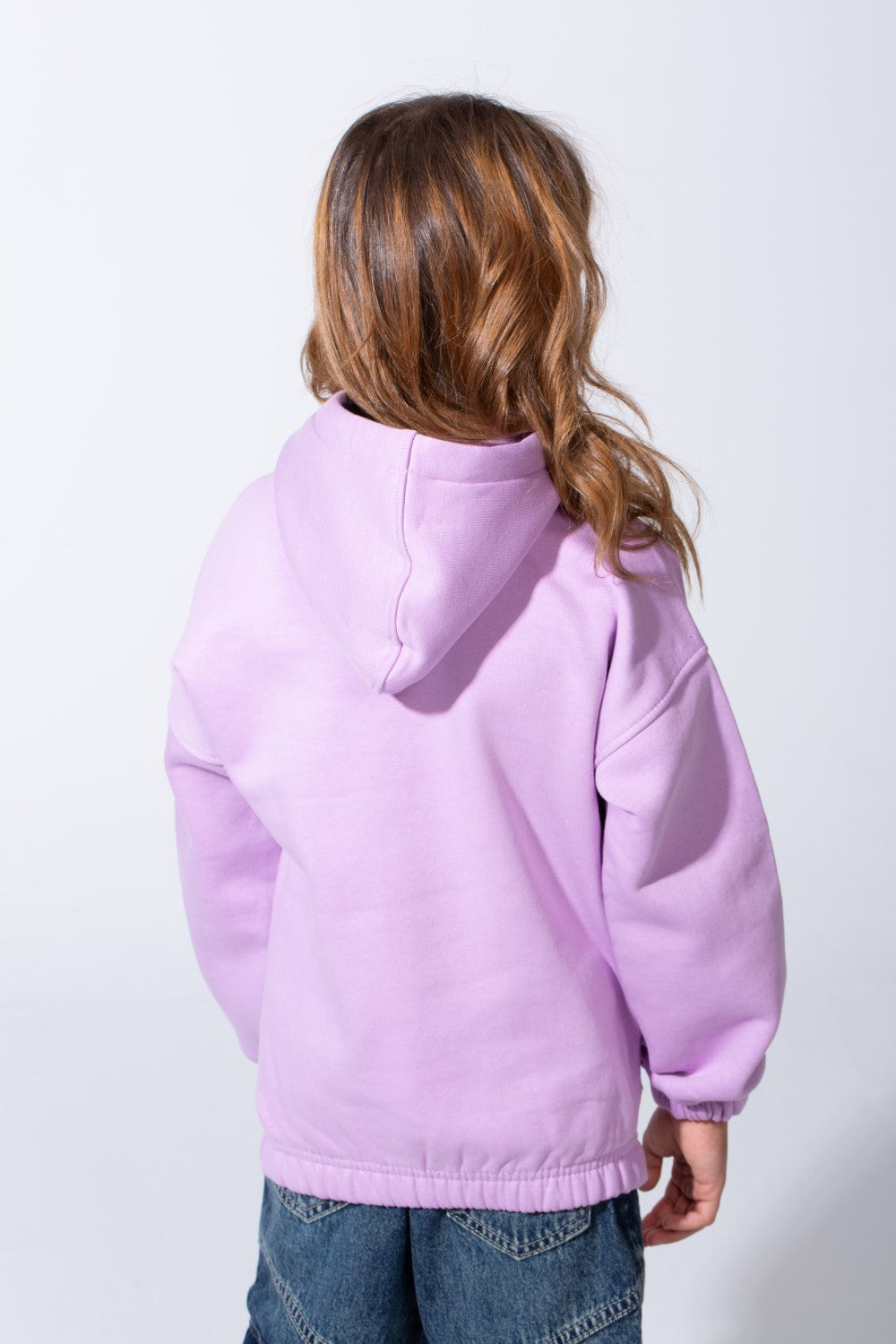 Girl's Slim Fit Elasticated Cuffs And Waistband Long Sleeve Printed Hooded Daily Wear Melton Sweatshirt