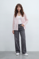 Women’s Tomato Store Bloom Lace Blouse With Sheer Organza Texture Raised Floral Embroidery Front And Back