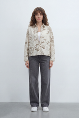 Women’s Tomato Store Ink Bloom Blouse With Smooth Woven Texture Allover Floral Sketch Print Abstract Line Artwork
