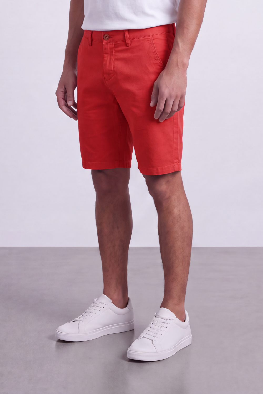 Men's Tomato Store Cotton Twill Bermuda Shorts Clean Tailored Design Button Waist Side Pockets