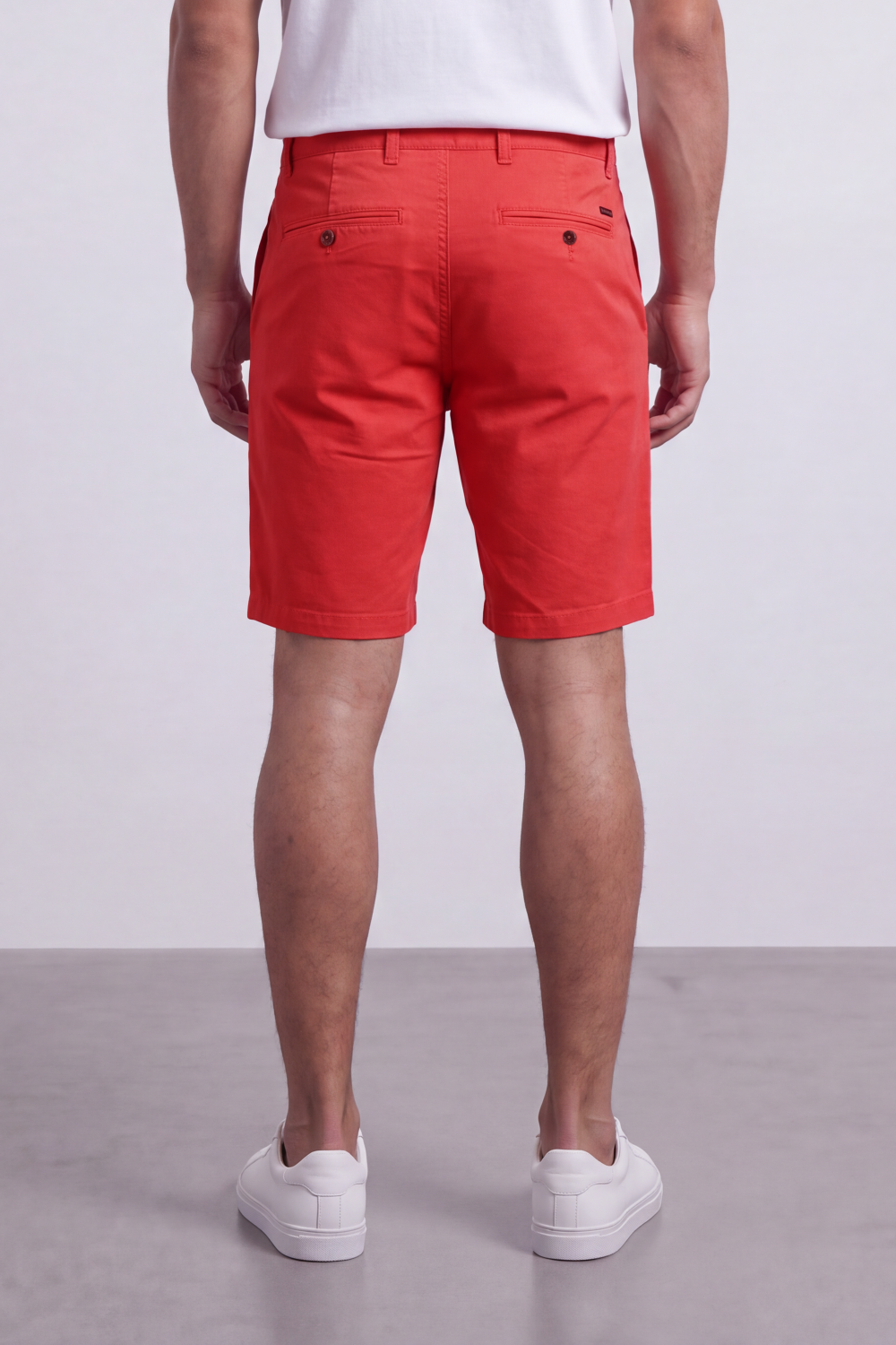 Men's Tomato Store Cotton Twill Bermuda Shorts Clean Tailored Design Button Waist Side Pockets