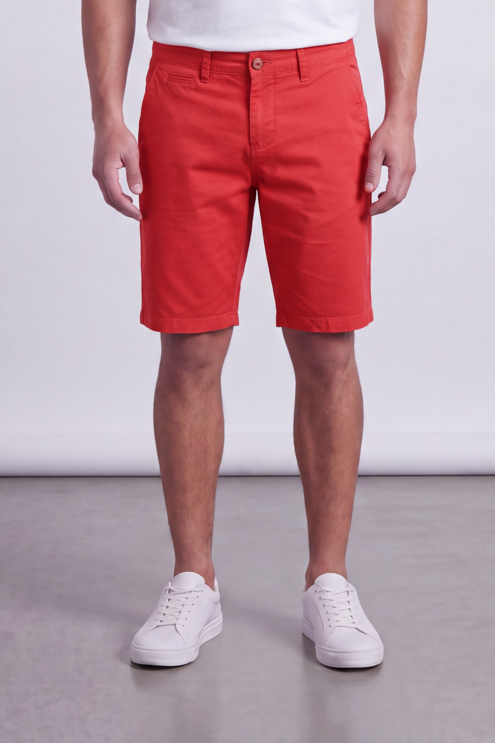 Men's Tomato Store Cotton Twill Bermuda Shorts Clean Tailored Design Button Waist Side Pockets