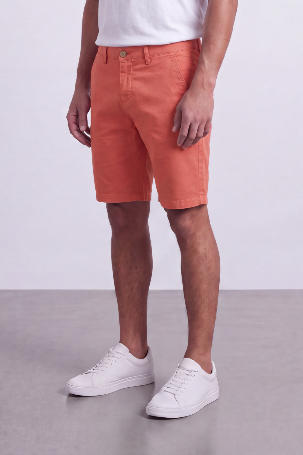 Men's Tomato Store Cotton Twill Bermuda Shorts Clean Tailored Design Button Waist Side Pockets