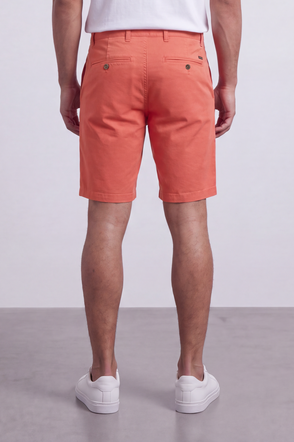 Men's Tomato Store Cotton Twill Bermuda Shorts Clean Tailored Design Button Waist Side Pockets