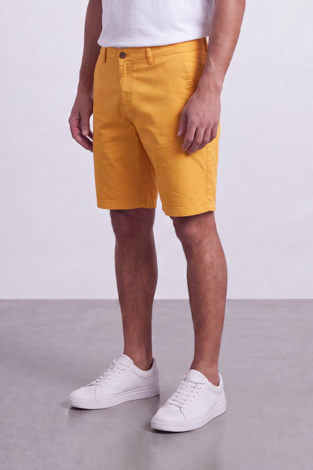 Men's Tomato Store Cotton Twill Bermuda Shorts Clean Tailored Design Button Waist Side Pockets