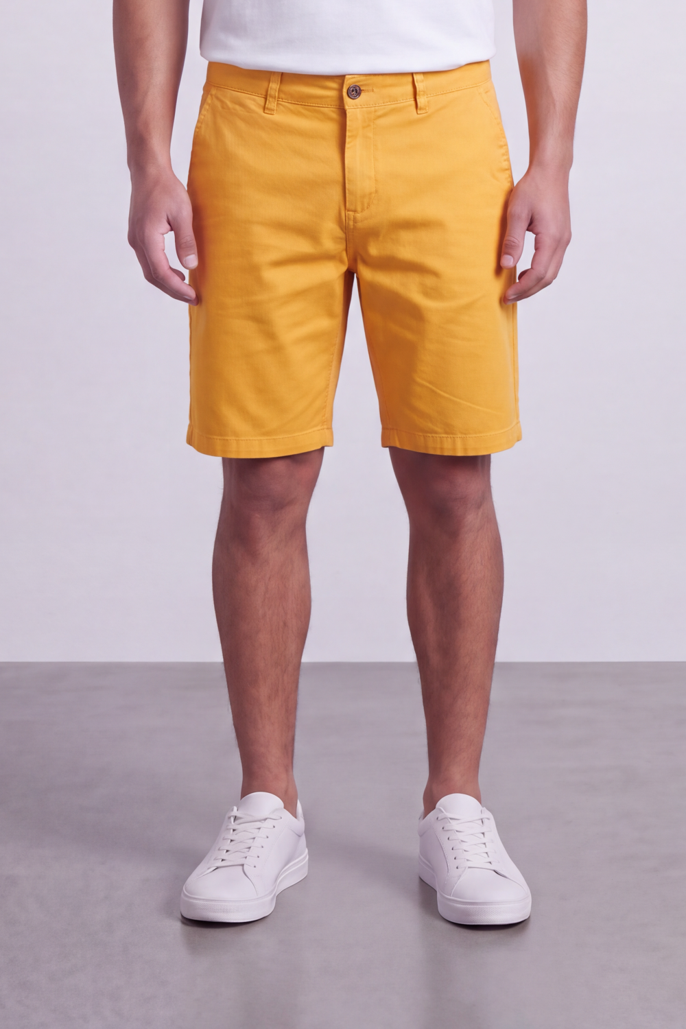 Men's Tomato Store Cotton Twill Bermuda Shorts Clean Tailored Design Button Waist Side Pockets