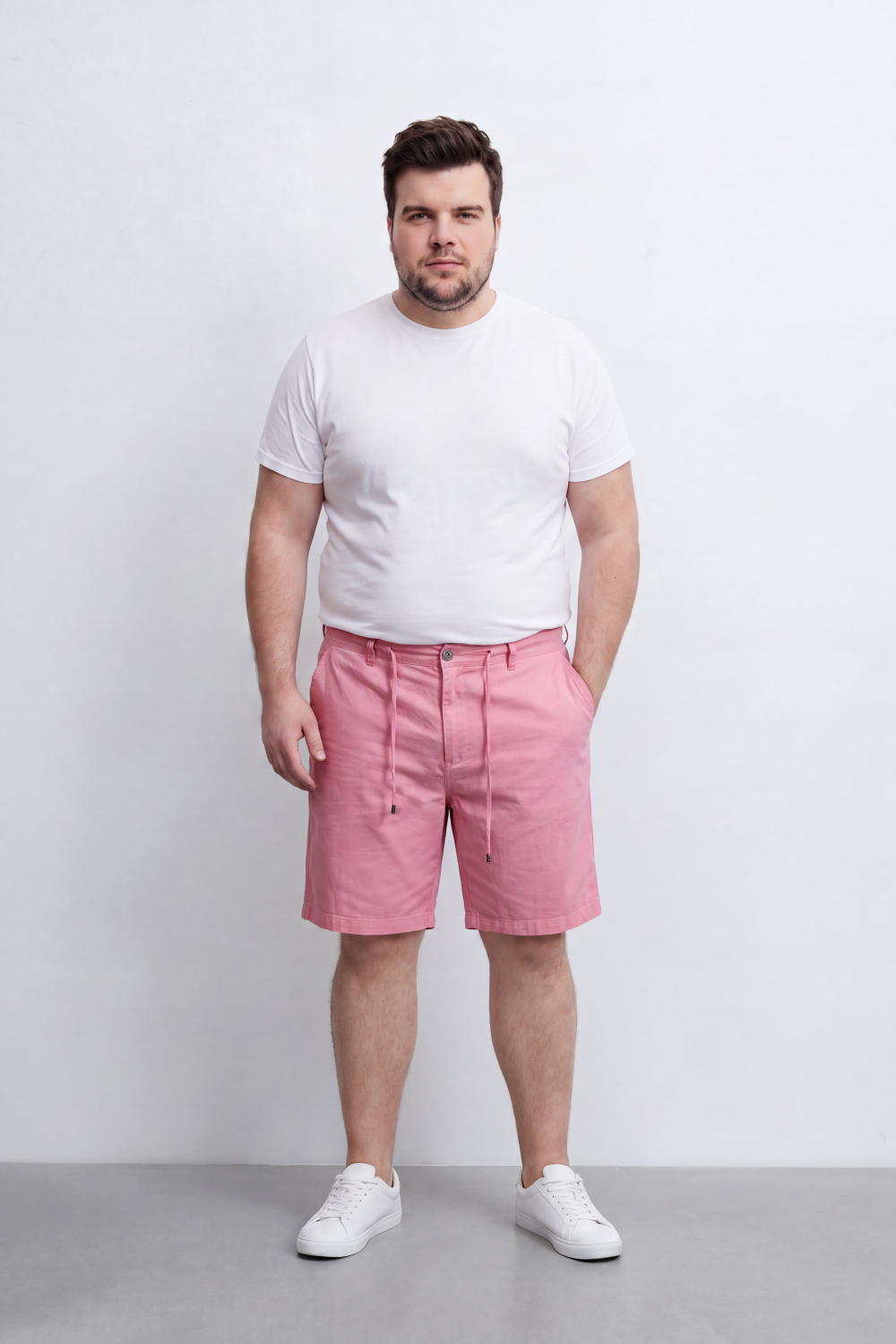 Men's Tomato Store Stretch Twill Bermuda Shorts Adjustable Drawstring Waist Clean Tailored Design Big Size